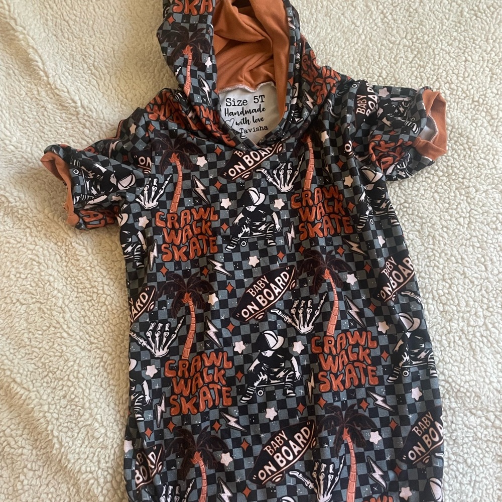 Graphic Hoodie Dress with Skateboard Print